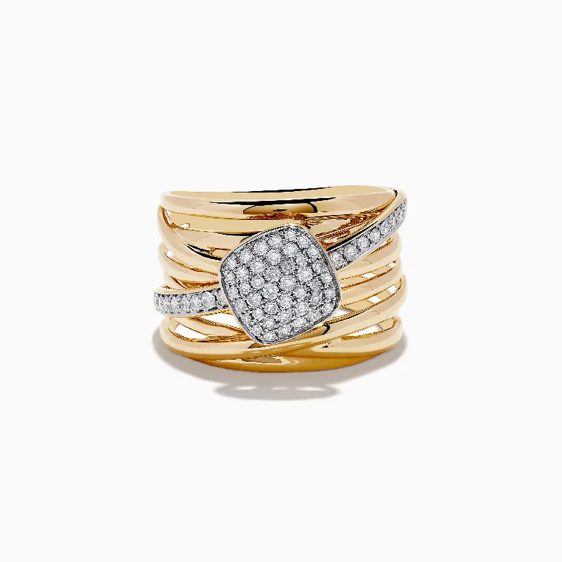 Symmetrical Rings -D'Oro 14K Yellow Gold Diamond Crossover Ring, 0.47 TCW