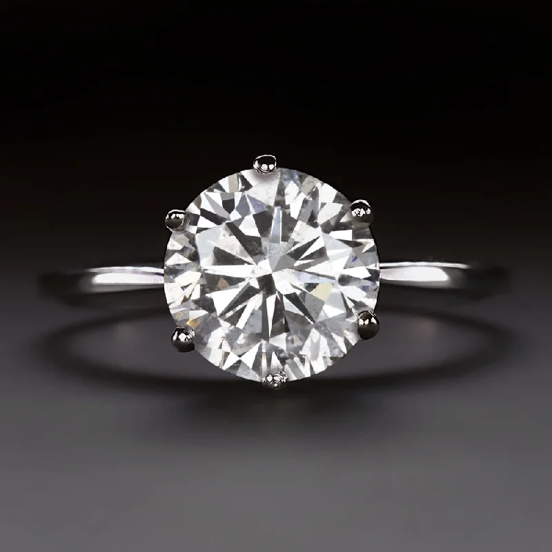 Round Brilliant Engagement Rings -2.26ct NATURAL DIAMOND SOLITAIRE RING PLATINUM ROUND BRILLIANT CUT ENGAGEMENT