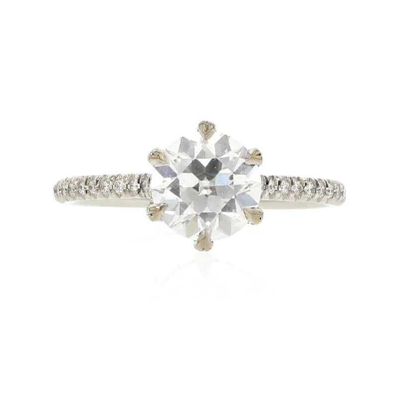 Simple Gold Engagement Rings -Vintage Style Platinum Diamond Engagement Ring