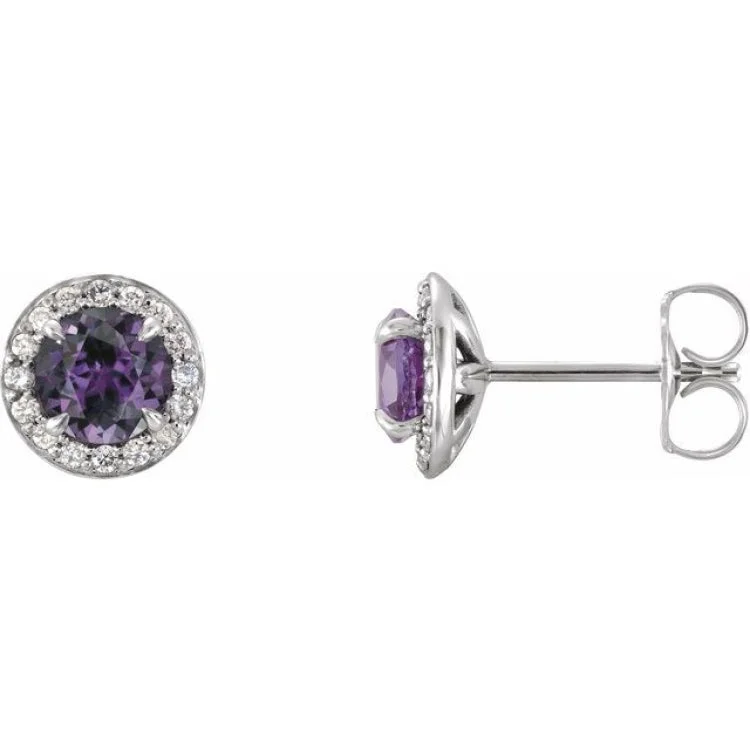 Playful Earrings -14K White 5 mm Lab-Grown Alexandrite & 1/8 CTW Natural Diamond Earrings