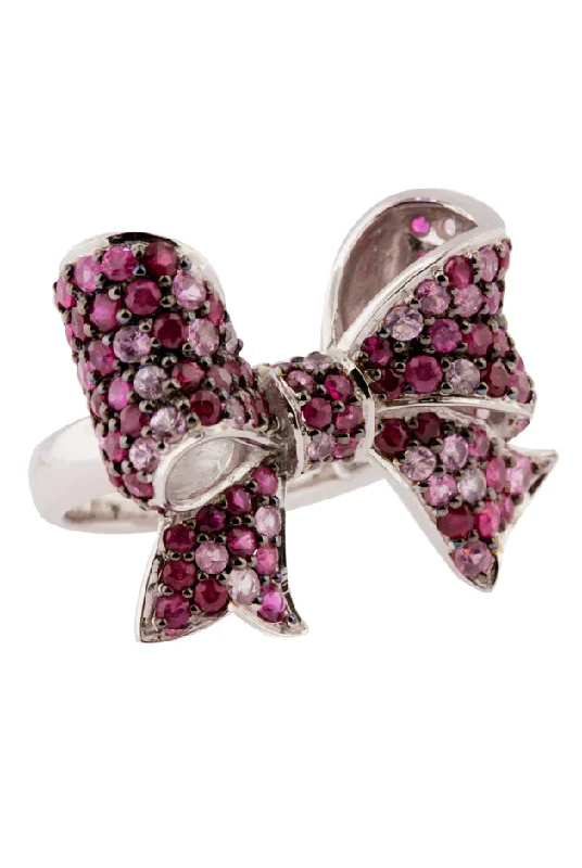 Name Rings -925 Ruby and Pink Sapphire Bowtie Ring, 3.91 TCW