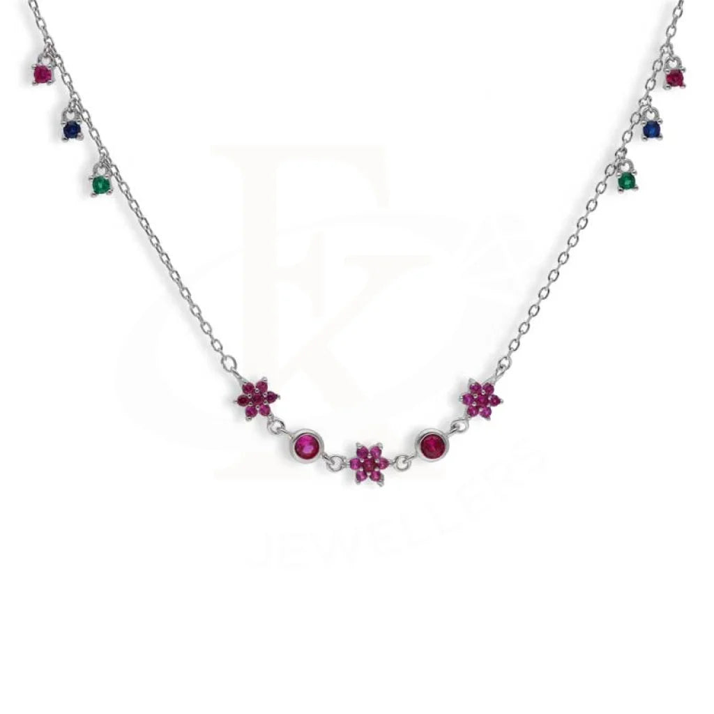 Ladies Necklaces with Phenakite-Sterling Silver 925 Flowers Shaped Necklace - FKJNKLSL2978