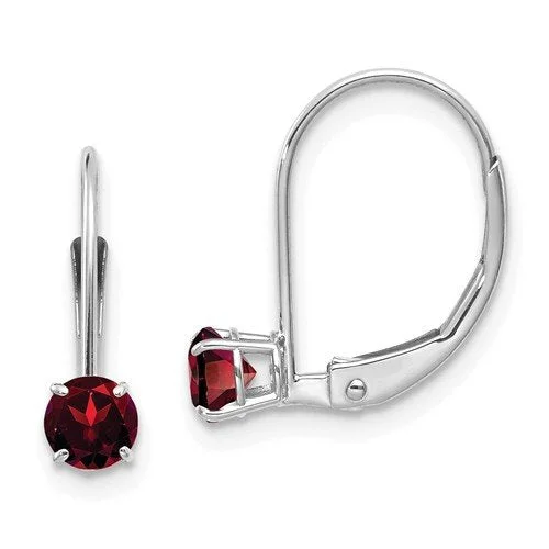 Retro Earrings -14KT WHITE GOLD 0.60 CTW GARNET LEVERBACK DROP EARRINGS