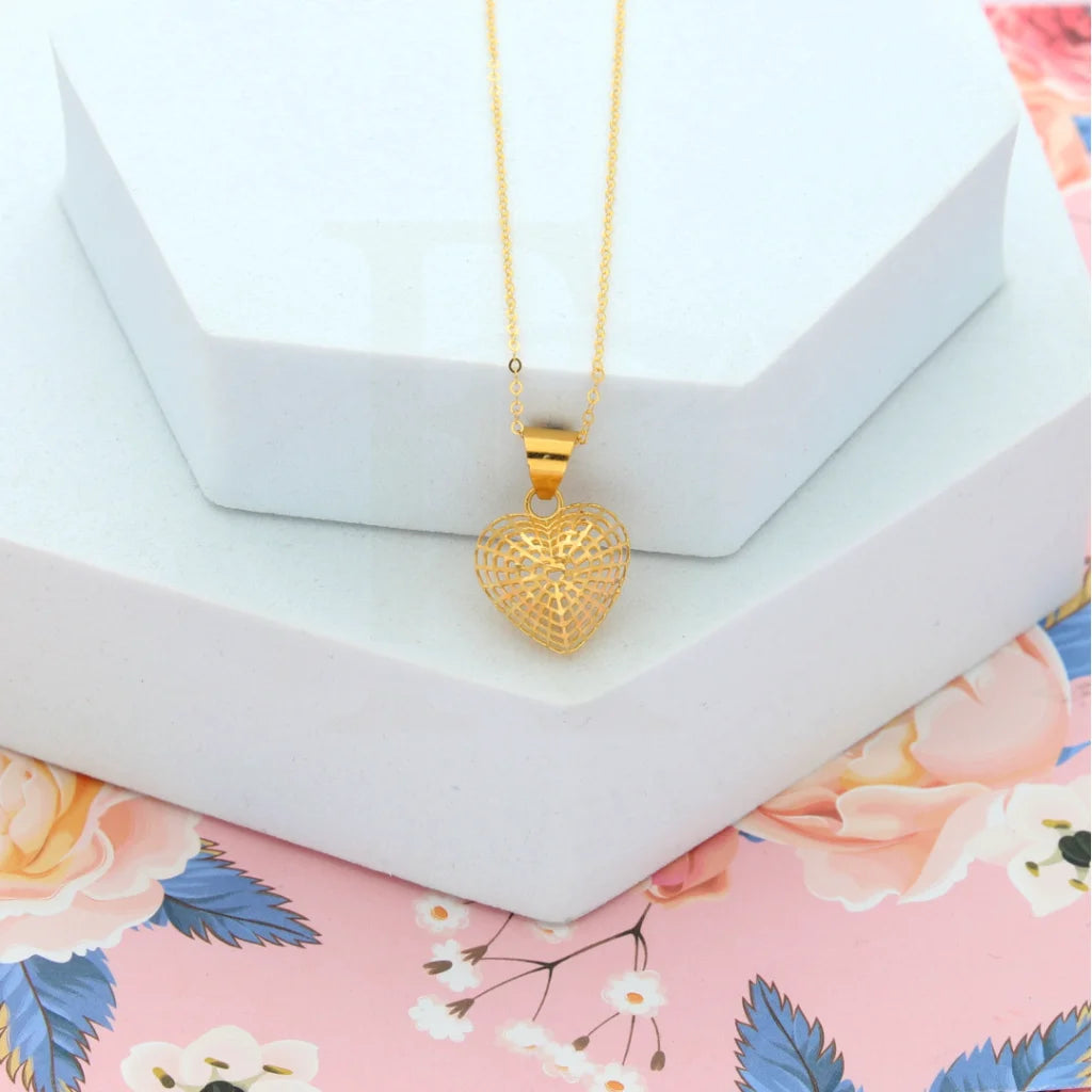 Ladies Necklaces with Citrine-Gold Necklace (Chain with Heart Pendant) 21KT - FKJNKL21KM8206