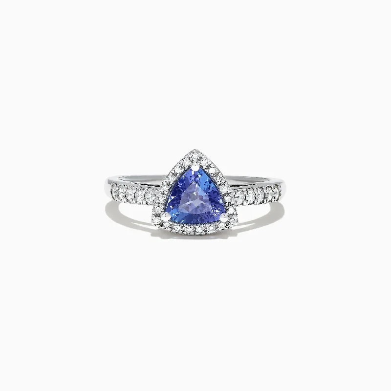 Steampunk Rings -Nahla Siri 14K White Gold Trillion Tanzanite and Diamond Ring, 0.96 TCW