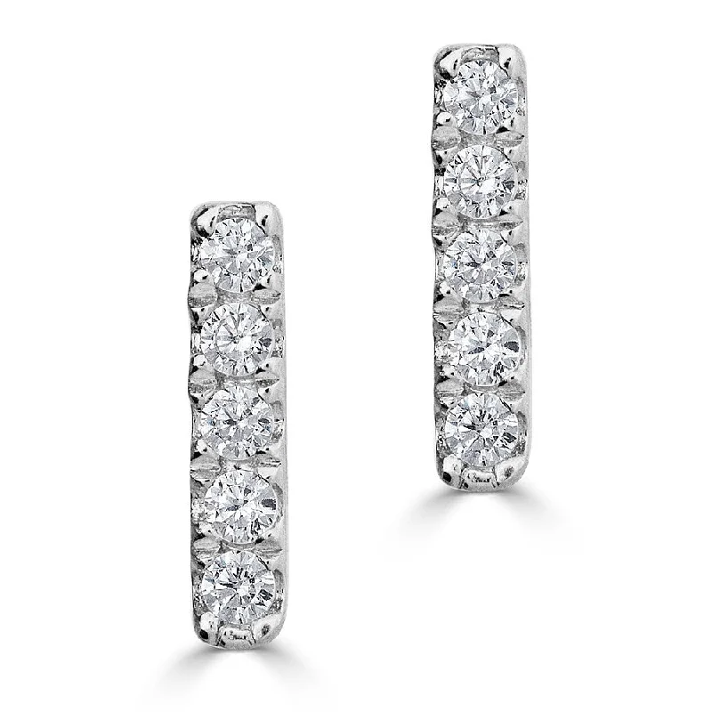 Futuristic Earrings -EMILIQUE 14KT GOLD 0.06 CTW DIAMOND BAR STUD EARRINGS