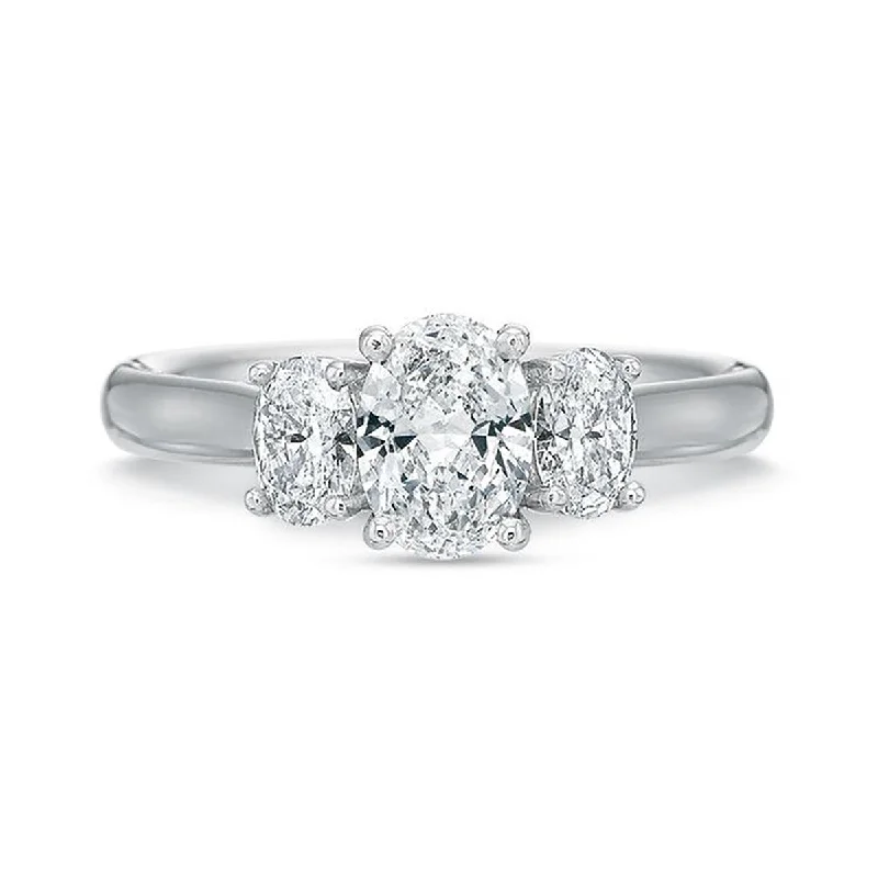 Two-Stone Engagement Rings -Oval Diamond 3-Stone Engagement Ring Setting