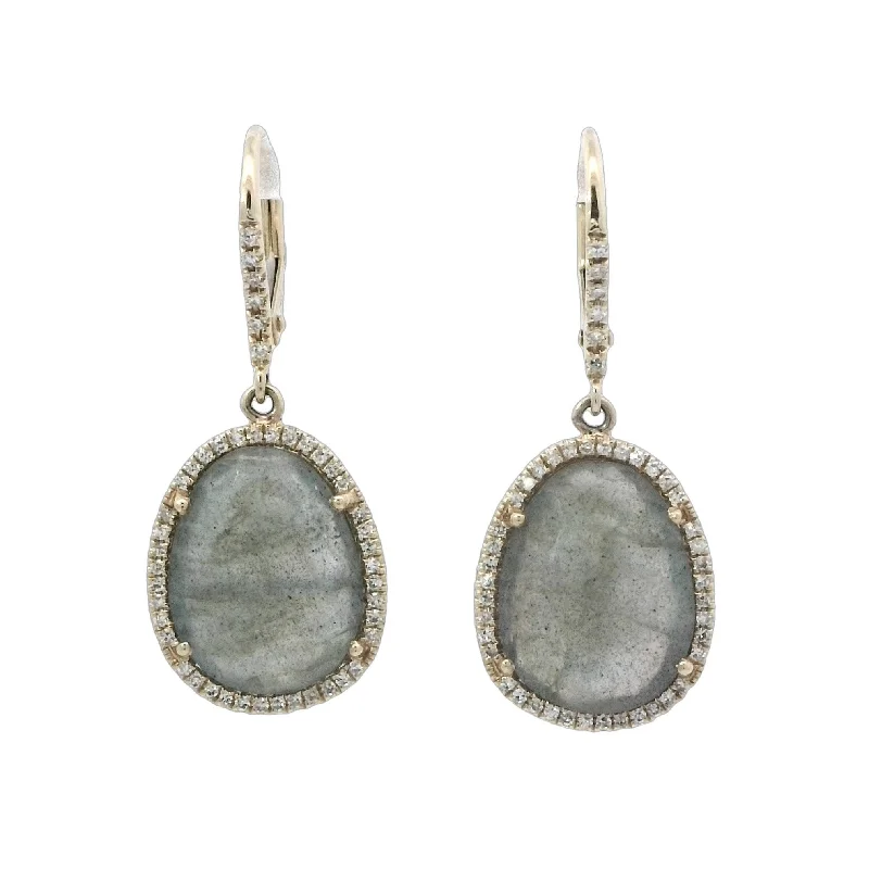 Threader Earrings -Labradorite Earrings in Yellow Gold