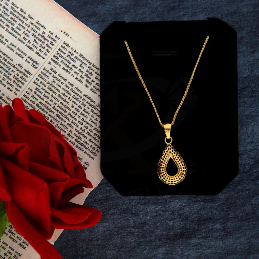 Ladies Necklaces for Innovators-Gold Necklace (Chain with Drop Shaped Pendant) 21KT - FKJNKL21KM8419