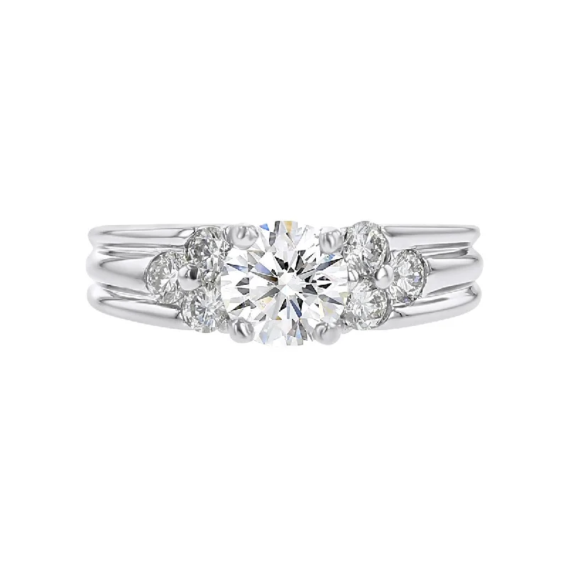 Minimalist Band Engagement Rings -Platinum Diamond Engagement Ring