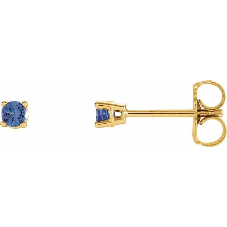 Nature-Inspired Earrings -14K Yellow 2.5 mm Natural Tanzanite Stud Earrings