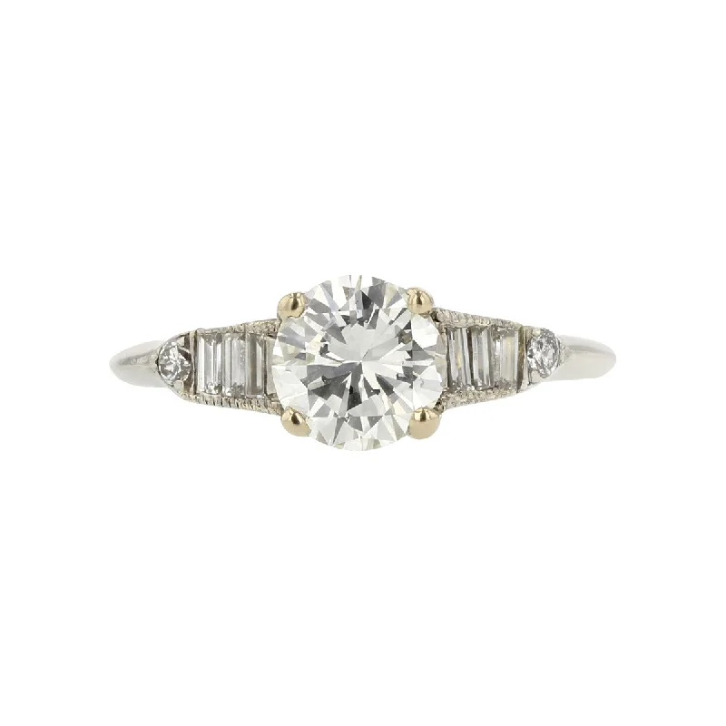 Whimsical Style Engagement Rings -Platinum Brilliant Cut Diamond Engagement Ring