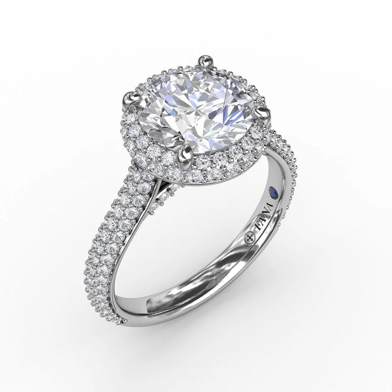 Moonlit Stone Engagement Rings -Fana Round Pave Halo Engagement Ring S3276