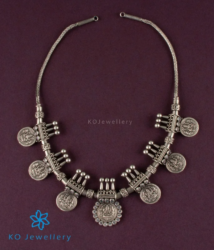 Ladies Necklaces for Anniversary-The Kanaka Silver Kasu-mala Necklace (Oxidised)