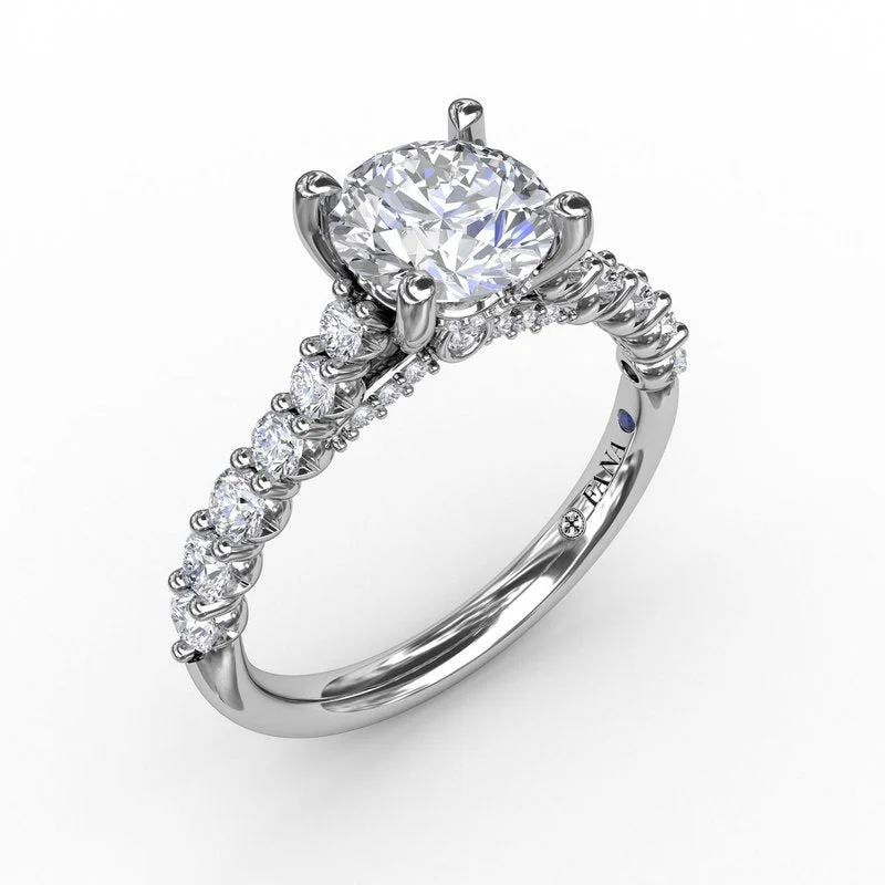 Matching Couple Engagement Rings -Fana Contemporary Diamond Solitaire Engagement Ring With Hidden Halo 3216