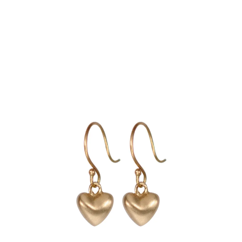 Celestial Earrings -10K Gold Hanging Tiny Heart Earrings