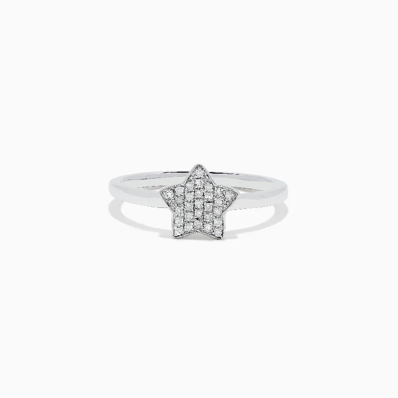 Elegant Rings -925 Sterling Silver Diamond Star Ring