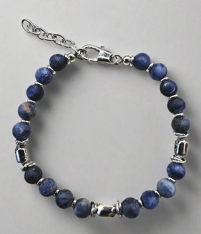 Ladies Bracelets for Little Girls-Unique & Co Stainless Steel and Lapis Lazuli Bracelet