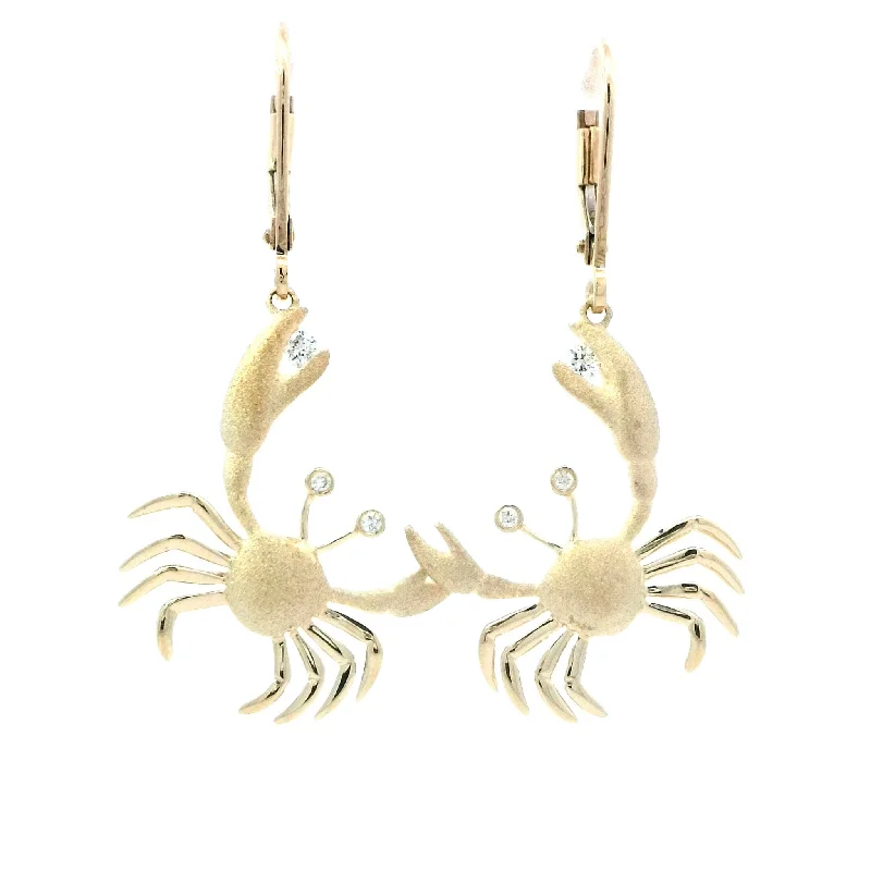 Chain Earrings -Crab Earrings in Yellow Gold