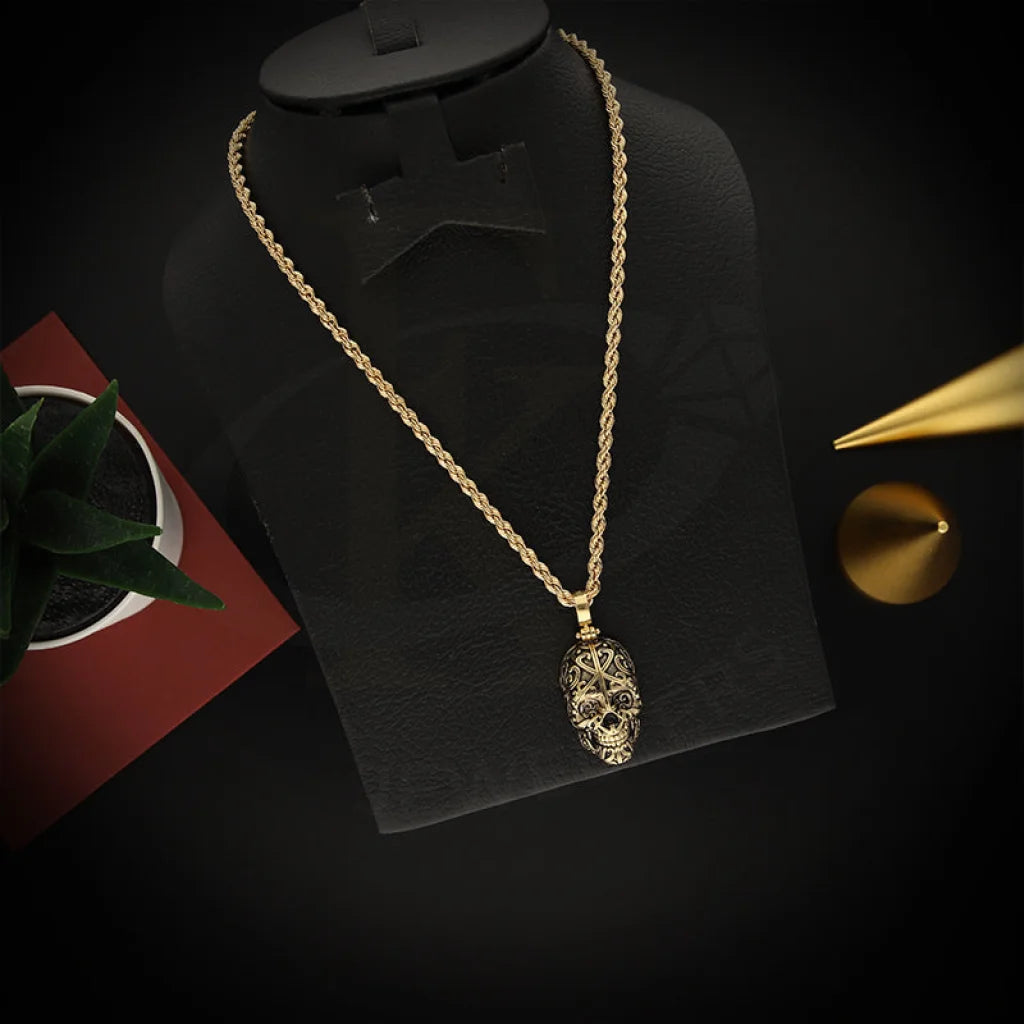 Ladies Necklaces with Pectolite-Gold Necklace (Chain With Skull Pendant) 18KT - FKJNKL18K5457