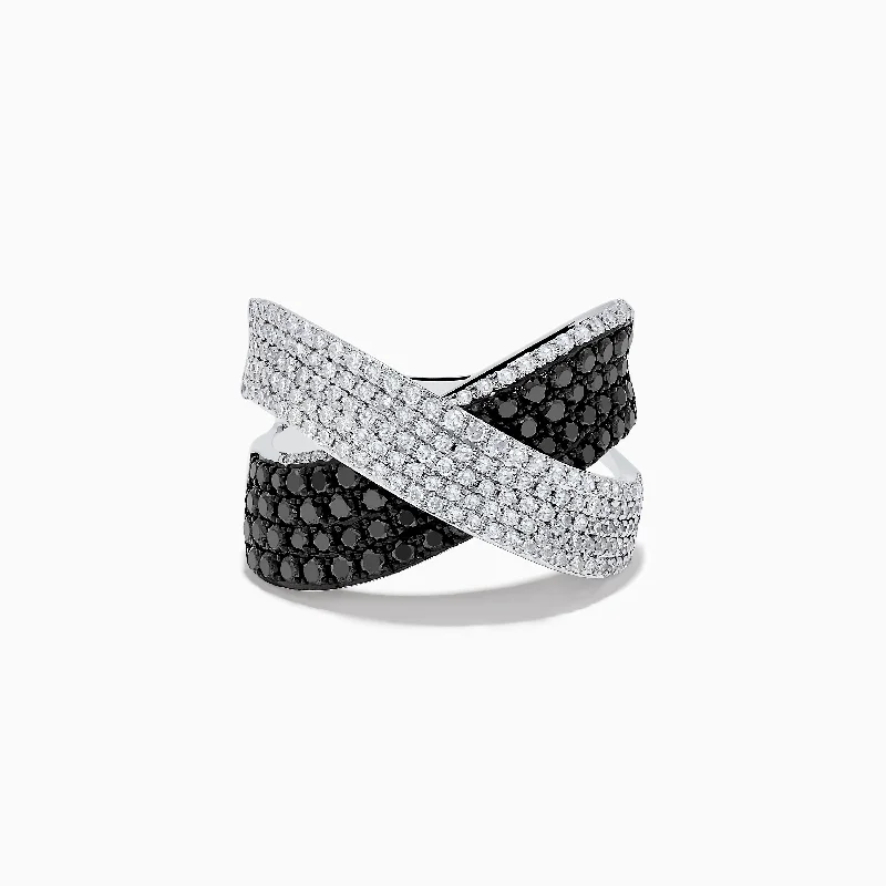 Titanium Rings -14K White Gold Black and White Diamond Ring