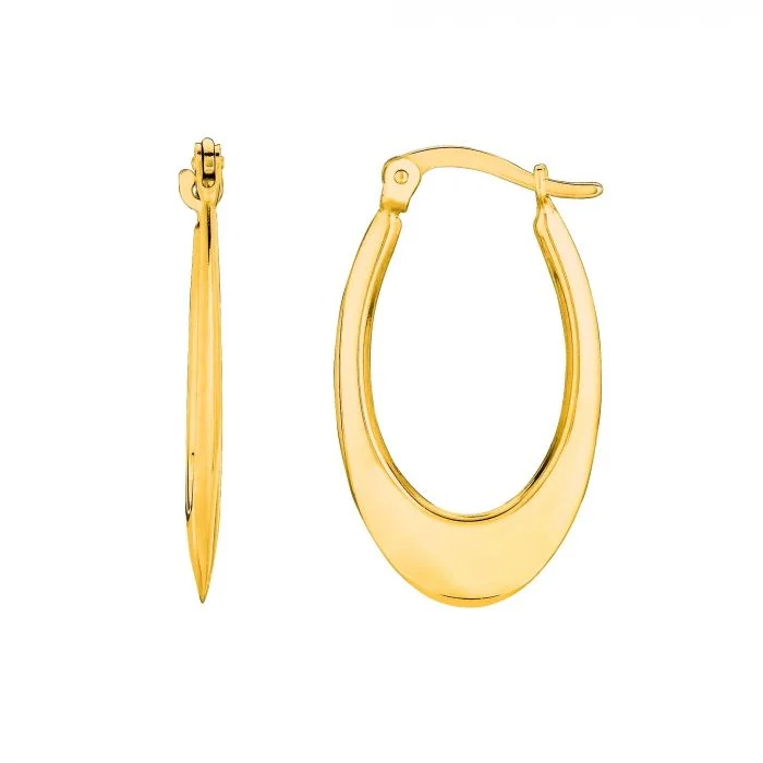 Positive Earrings -EMILIQUE 14KT YELLOW GOLD GRADUATED OVAL HOOP EARRINGS