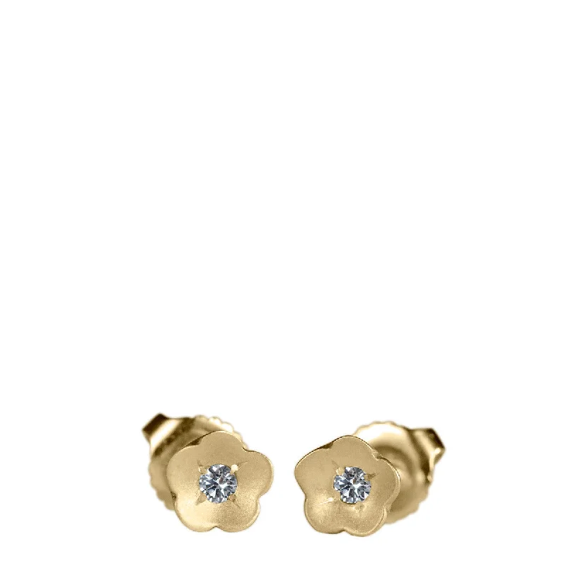 Peace Earrings -10K Gold Buttercup Stud Earrings with Diamonds