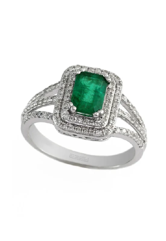 Mother’s Day Rings -Gemma White Gold Emerald & Diamond Ring, 1.37 TCW