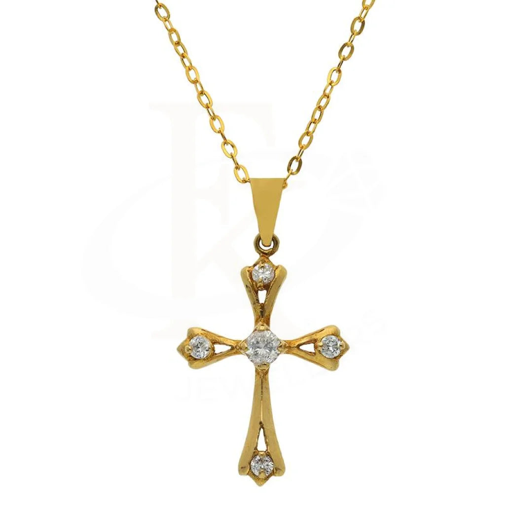 Ladies Necklaces Open Design-Gold Necklace (Chain with Cross Pendant) 18KT - FKJNKL18K2511