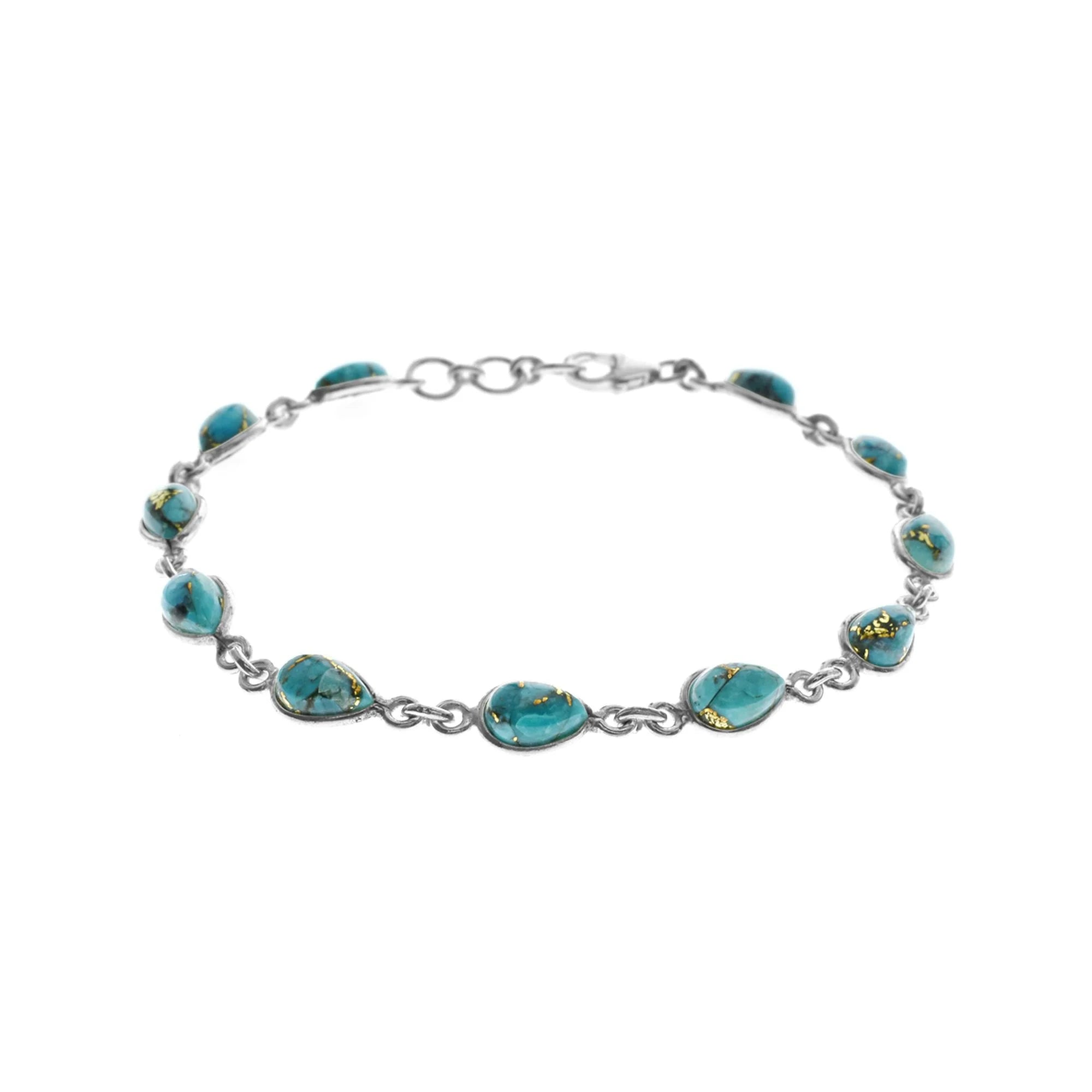 Ladies Bracelets Faith Inspired-Sterling Silver Blue Mohave Teardop Bracelet