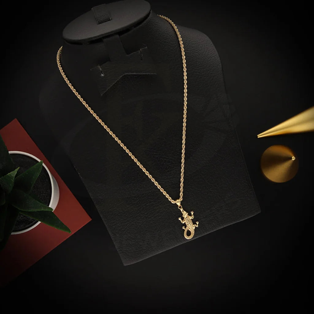 Ladies Necklaces with Fibrolite-Gold Necklace (Chain With Alligator Shaped Pendant) 18KT - FKJNKL18K5470