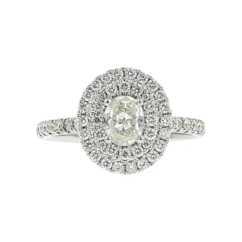 Cushion Cut Diamond Engagement Rings -Oval Double Halo Diamond Engagement Ring