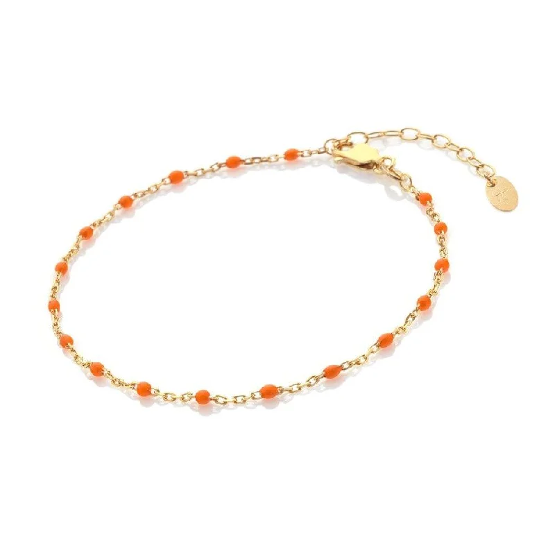 Ladies Bracelets with Clear Danburite-Hot Diamonds Gold and Orange Ocean Bracelet