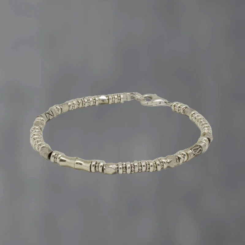 Ladies Bracelets for Everyday Style-Sterling Silver Bead Detail Bracelet