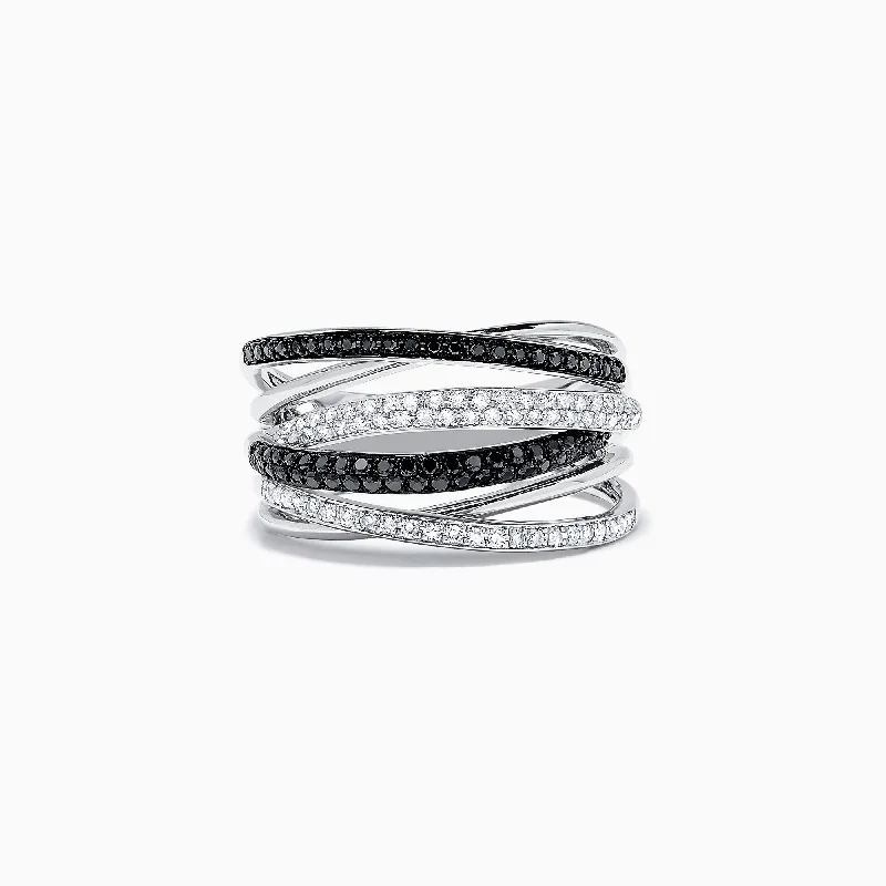 Pink Rings -14K White Gold Black and White Diamond Ring, 0.56 TCW