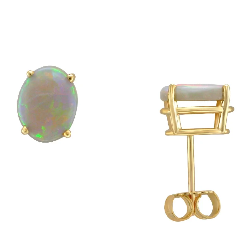 Harmony Earrings -14KT YELLOW GOLD 2.00 CTW OVAL OPAL EARRINGS