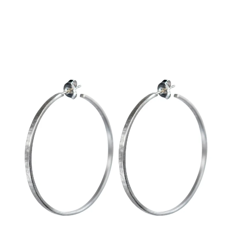 Custom Earrings -Sterling Silver Medium Flattened Hoop Earrings