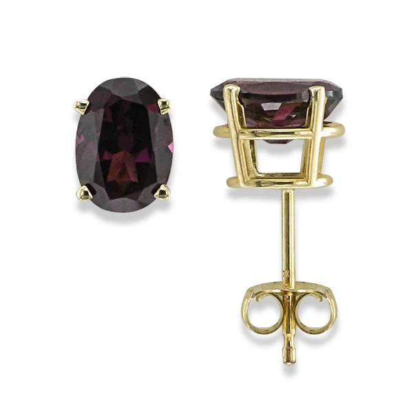 Courage Earrings -14KT 1.90 CTW OVAL RHODOLITE GARNET EARRINGS