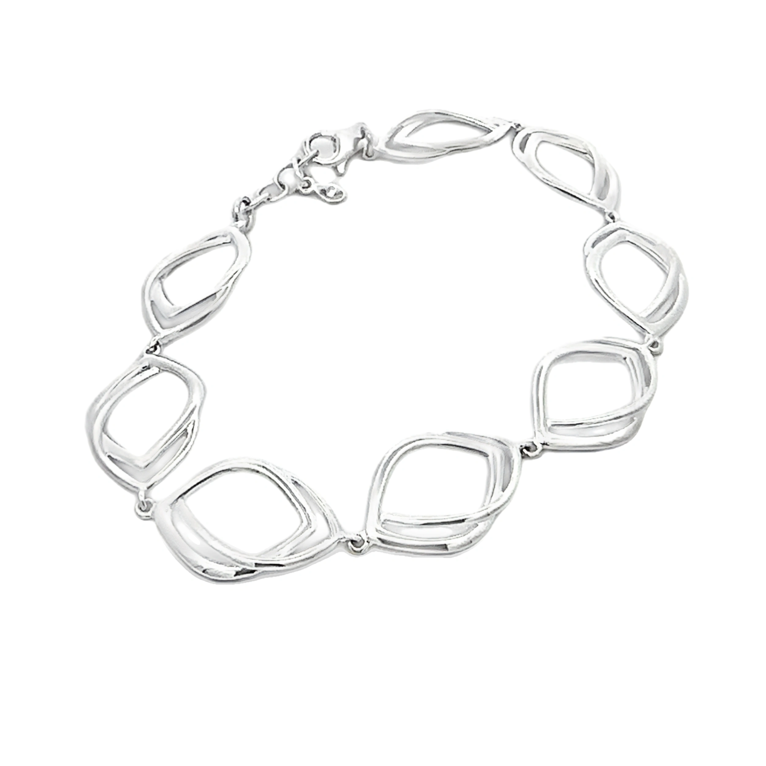 Ladies Bracelets Globe Band-Sterling Silver Entangled Lozenge Bracelet