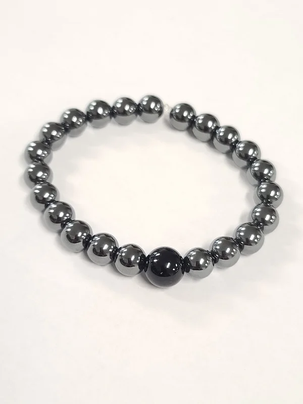 Ladies Bracelets for Professional Wear-Hematite Onyx Bracelet