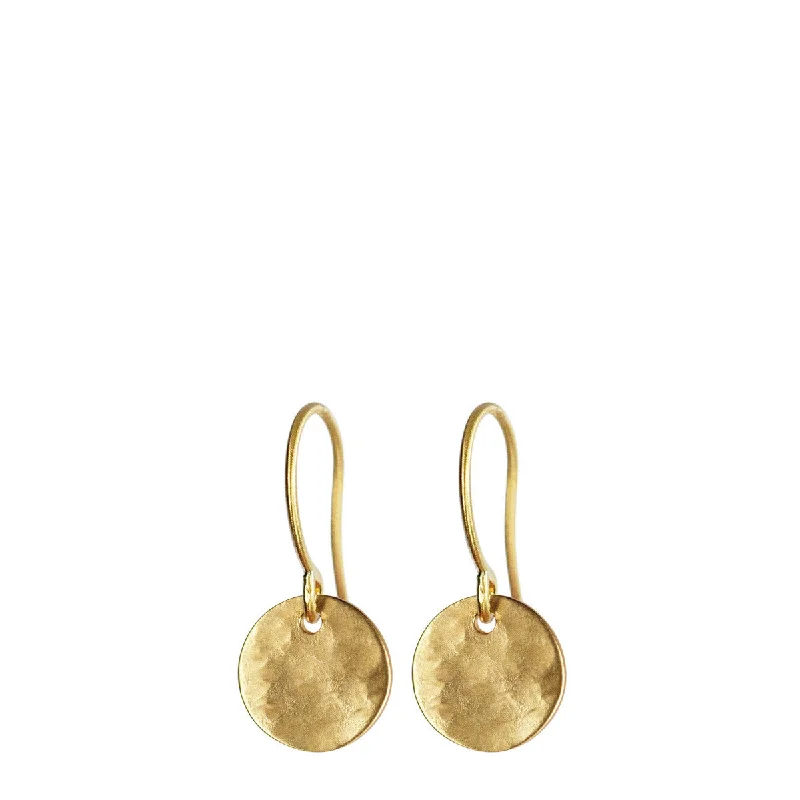 Affordable Earrings -18K Gold Small Hammered Disc Earrings