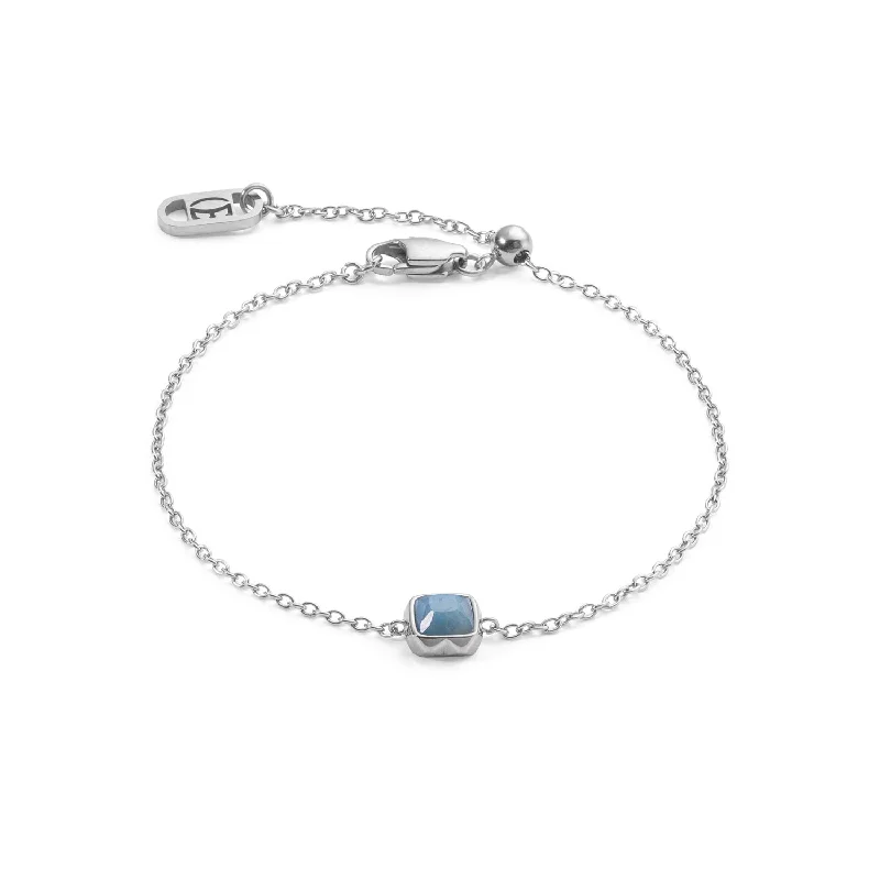 Ladies Bracelets with Pink Tugtupite-Coeur De Lion Silver March Birthstone Blue Aventurine Bracelet