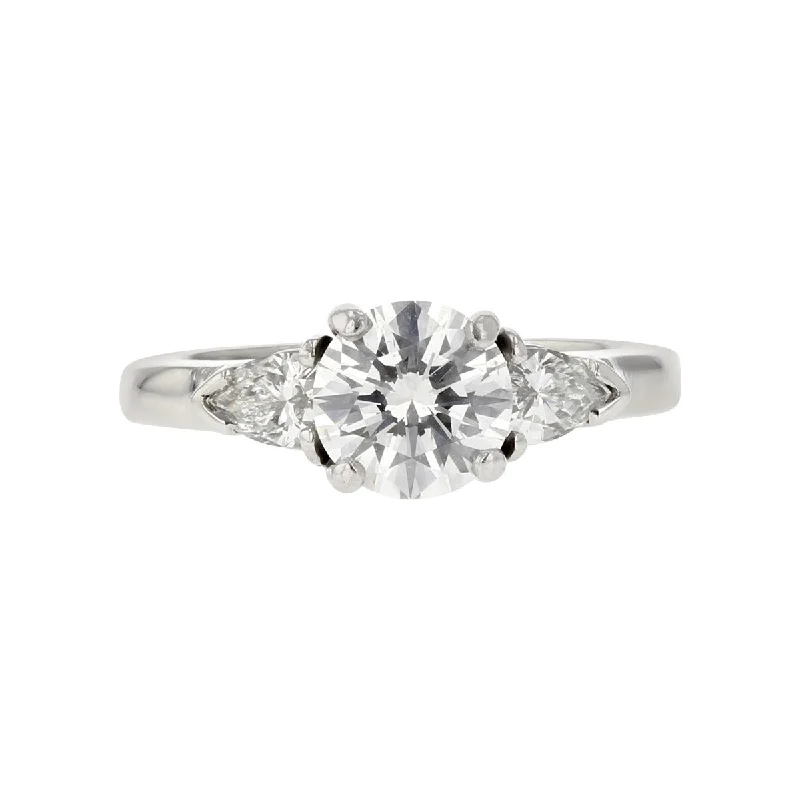 Mountain Peak Engagement Rings -Platinum Diamond Three Stone Engagement Ring