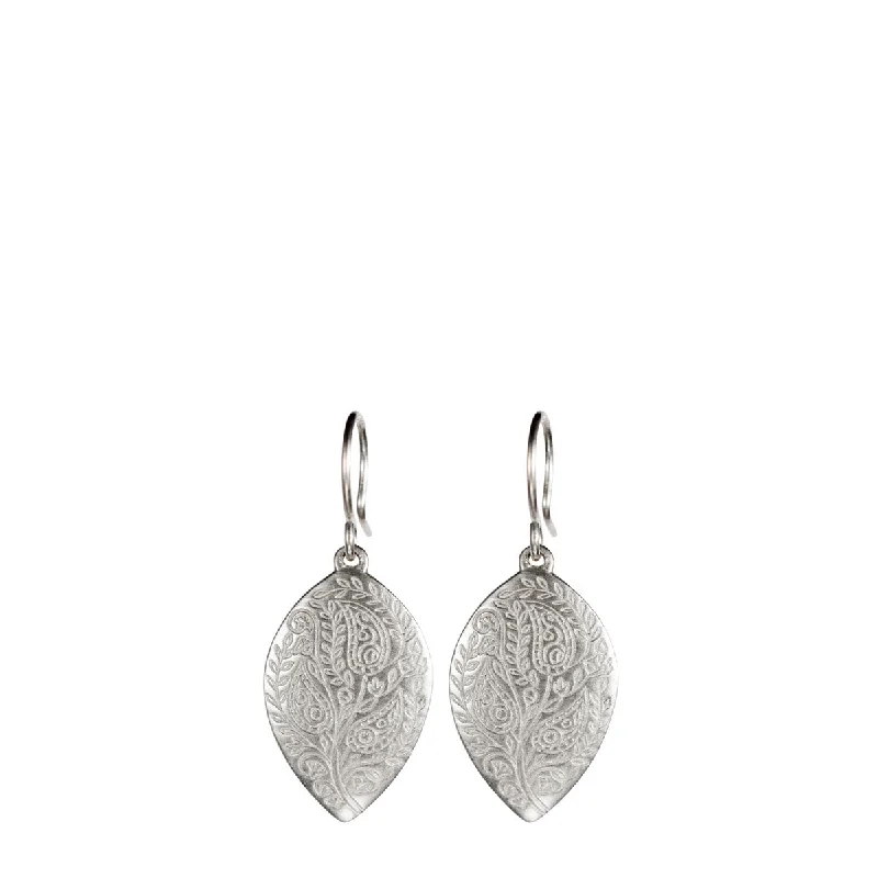 Silk Earrings -Sterling Silver Medium Paisley Earrings