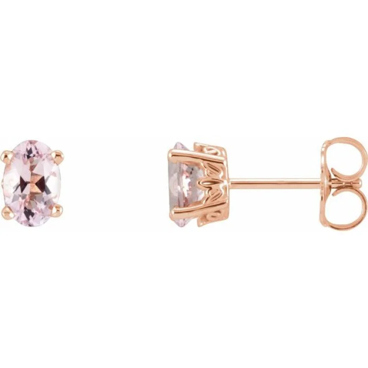 Smooth Earrings -14K Rose Natural Pink Morganite Earrings