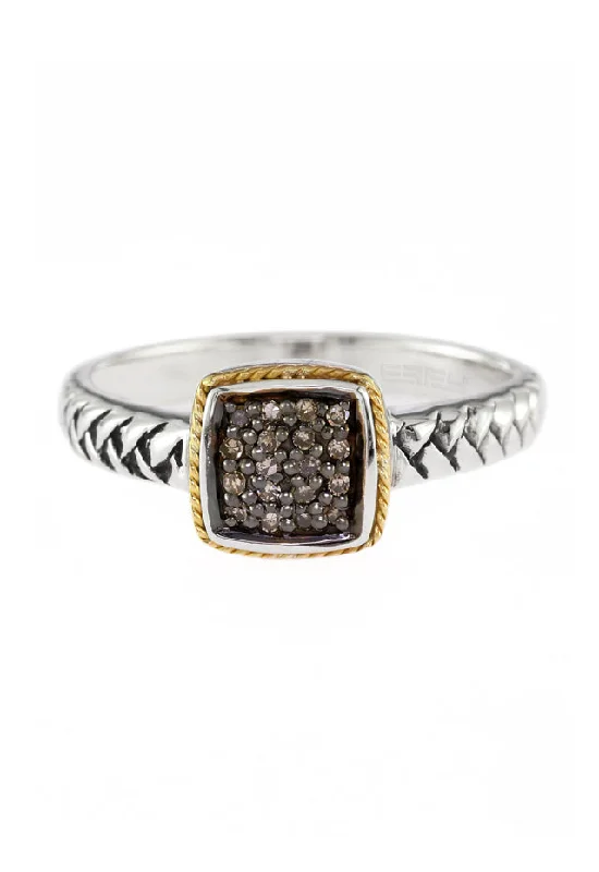 Magical Rings -925 Silver & 18K Gold Espresso Diamond Ring