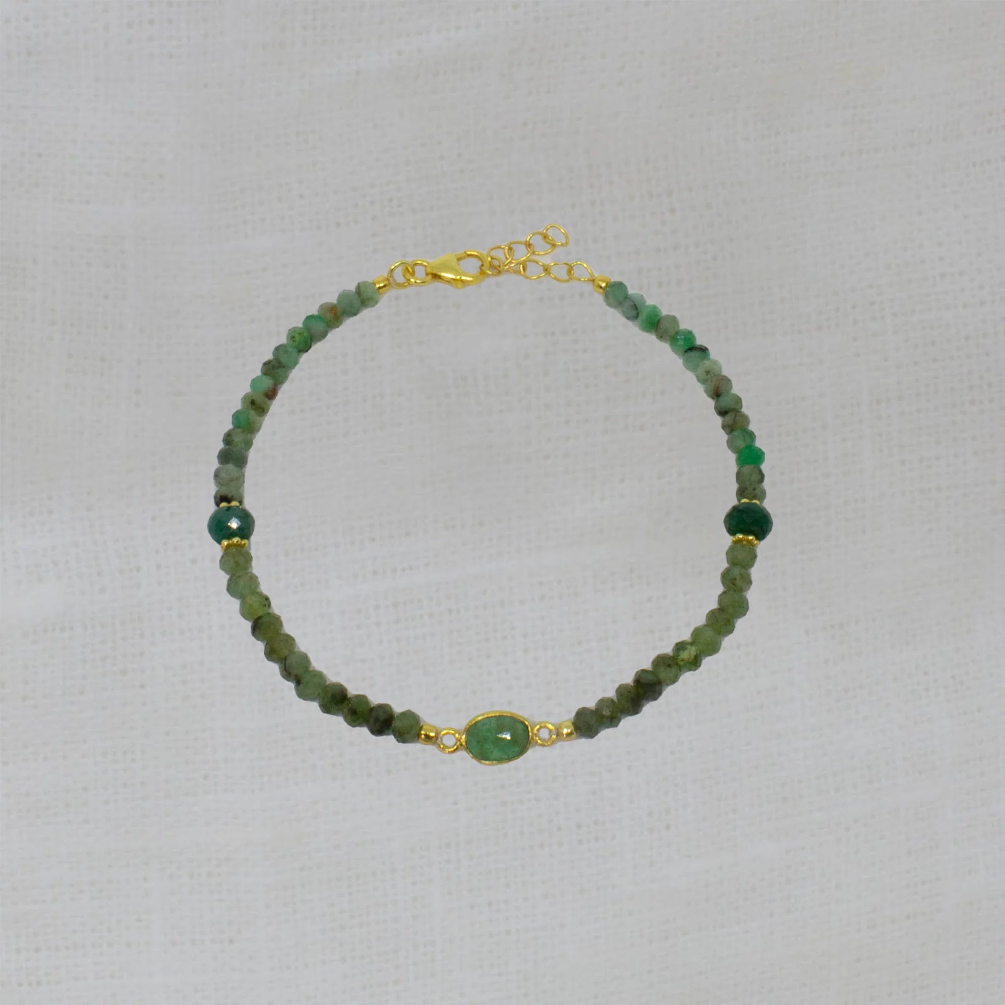 Ladies Bracelets Slim Band-Gold and Emerald Beaded Bracelet