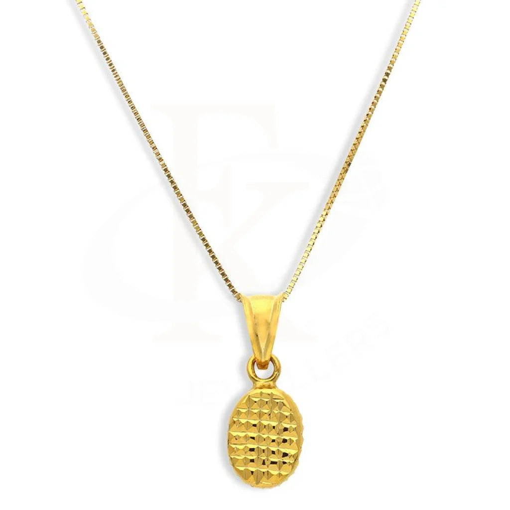 Ladies Necklaces Curved Design-Gold Necklace (Chain with Oval Pendant) 18KT - FKJNKL18K2571