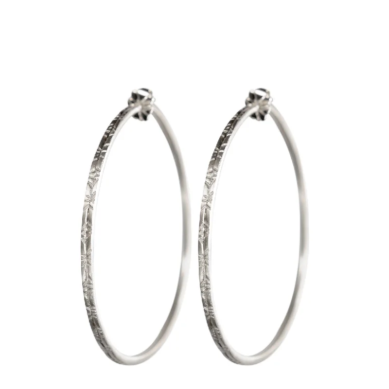 Chandelier Earrings -Sterling Silver Large Engraved Endless Hoop Earrings