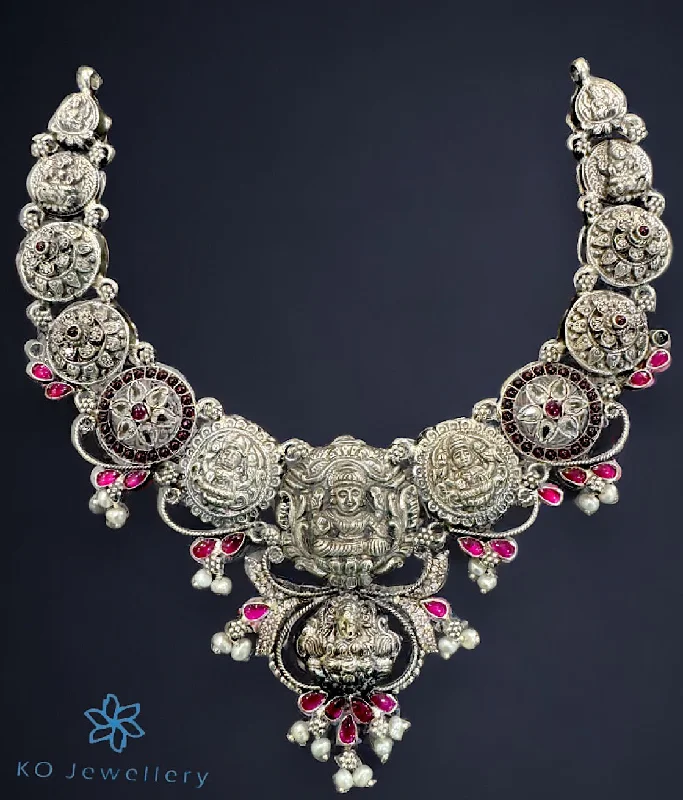 Ladies Necklaces with Rhodonite-The Lakshmi Silver Kemp Necklace